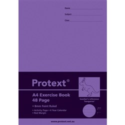 PROTEXT EXERCISE BOOK A4 8mm Ruled 48pgs Kangaroo