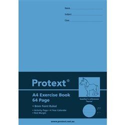 PROTEXT EXERCISE BOOK A4 8mm Ruled 64pgs Horse