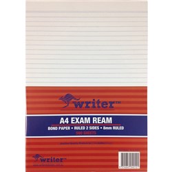 WRITER A4 EXAM PAPER 55gsm Paper 8mm Ruled