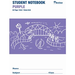 PROTEXT STUDENT NOTEBOOK 175 x 250MM 10MM GRID 64PG PURPLE