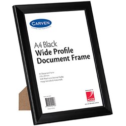 Carven Document Frame Plastic A3 Easel Backing Horizontal Or Vertical Hanging Clip Black