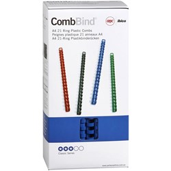 IBICO PLASTIC COMB 21 RING BINDING COILS 14mm Blue BX100