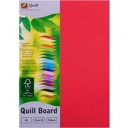 CARD- QUILL A4 XL BOARD 210GSM RED PKT50