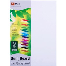 CARD A4 WHITE 200gsm QUILL MULTIBOARD PACK 100