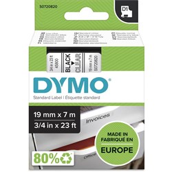 DYMO TAPE D1 19MM BLACK ON CLEAR 7M