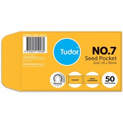 Tudor Seed Pocket Envelopes No7 Press Seal Gold Pack of 50