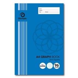 OLYMPIC GRAPH EXERCISE BOOKS A4 96 Pages 5mm Squares GRID