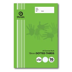 Olympic D189i Exercise Book A4 96 Page 18mm Dotted Thirds With Red Margin