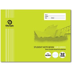 TUDOR NOTEBOOKS NSW PRIMARY 32Pg 8MM DBL RULED GUIDE GREEN