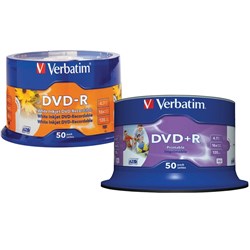 DVD-R INKJET PRINT VERBATIM 50PK 4.7GB-PK 50