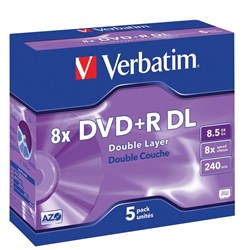 VERBATIM RECORDABLE DOUBLE LAYER DVD+R DL 8.5GB 8X JewelCase