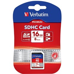 VERBATIM SD HC MEMORY CARDS 16GB (Class 10)