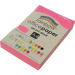 RAINBOW 80GSM OFFICE PAPER A4 Fluoro Pink Ream 500