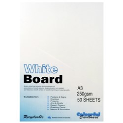 COLOURFUL CARDBOARD WHITE BOARD A3 250GSM - 4 SHEET PK100