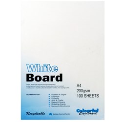 COLOURFUL CARDBOARD WHITE BOARD A4 200GSM - 3 SHEET PK100