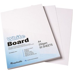 COLOURFUL CARDBOARD WHITE BOARD A4 250GSM - 4 SHEET PK50