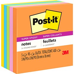 POST-IT SUPER STICKY 654-5SSUC 76MM X 76MM PCK 5