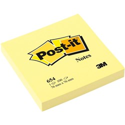 2.00- POST IT 3M 654 YELLOW #44012 1.72 76 X 76mm