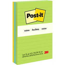 POST-IT NOTES - ULTRA COLOUR LINED ASSORTMENT 660-3AU 98x149mm Lined PK3