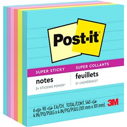 POST-IT MIAMI 675-6SSMIA Super Sticky Notes-101mmx101mm 90 sheets, 6 pack