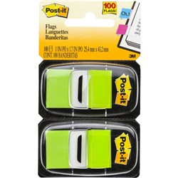 680-BG2 POST-IT FLAGS - 2 PACK BRIGHT GREEN TWIN