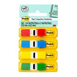 683-4 Post-it Flags - Assorted Minis 11.9mm x 43.2mm Blue Green Red Pk140 P/COLOURS