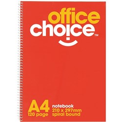 OFFICE CHOICE SPIRAL NOTEBOOK A4 - 210x297 120Pg SB