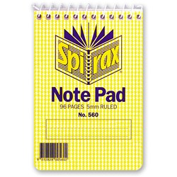 BOOK- NOTE SPIRAX No. 560 POCKET TYPE 112x77mm