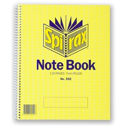 SPIRAX 592 NOTE BOOK S/O 60 LEAF 222 X 178MM SPIRAX 592 NOTE BOOK S/