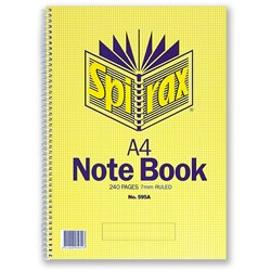 SPIRAX NOTEBOOKS 595A 297x210mm A4 240pg SB