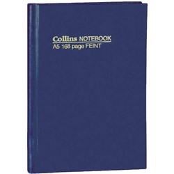 COLLINS HARD COVER NOTEBOOKS A5 FEINT 168 PG