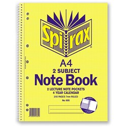 BOOK- SPIRAX 2 SUBJECT A4 NOTEBOOK 605