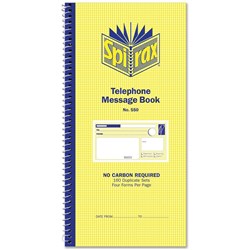 BOOK- TELEPHONE MESSAGE SPIRAX 550 #5522