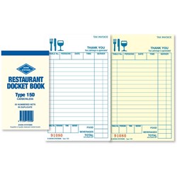 ZIONS 15D DOCKET BOOK CARBONLESS DUPLICATE 165 x 95mm