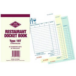 BOOK- ZIONS DOCKET 15T RESTAURANT C ARBON