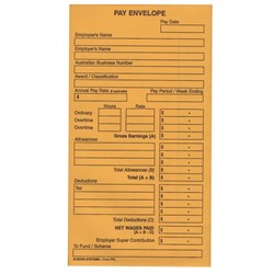 PRINTED PAY ENVELOPES - SELF SEAL PKT 50 165X90MM PKT