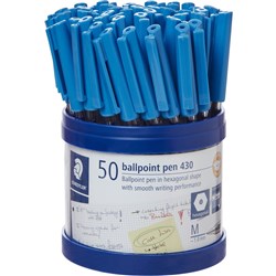 STAEDTLER STICK 430 BALL PEN Med Blue BOX OF 50