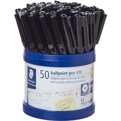 STAEDTLER STICK 430 BALL PEN Medium Black Box Of 50 cup