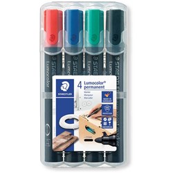 STAEDTLER 352 DRYSAFE PERMANENT MARKERS 4 Assorted WLT