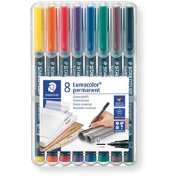 STAEDTLER 317 LUMOCOLOR OHP PENS PERMANENT MEDIUM 0.8-1.0MM 8 ASSORT WLT
