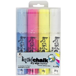 TEXTA LIQUID CHALK MARKERS Dry Wipe Asst 15mm Chisel Nib Wallet 4