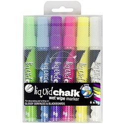 TEXTA LIQUID CHALK MARKERS Wet Wipe Asst 4.5mm Bullet Nib Wallet 6