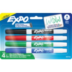 EXPO WHITEBOARD MARKER 1.4mm Fine Tip Assorted Wallet of 4