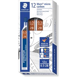 STAEDTLER MARS MICRO FINELINE LEADS 0.5mm 2B PK12