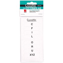 CRYSTALFILE INDICATOR TAB INSERTS (NEW STYLE) A-Z White 25PK