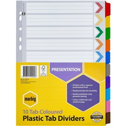 DIVIDERS A4 10 REINF TAB PP ASST