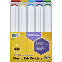 MARBIG COLOURED DIVIDERS A3 1-5 Tab Board LScape Asst