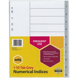 DIVIDER- A4 GREY 1-10 MARBIG PACK