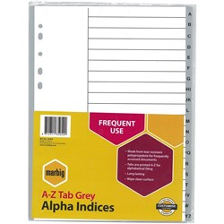 DIVIDER- A4 A-Z PVC MARBIG GREY
