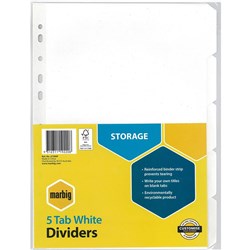 DIVIDER- A4 5 TAB WHITE 37300 SET
